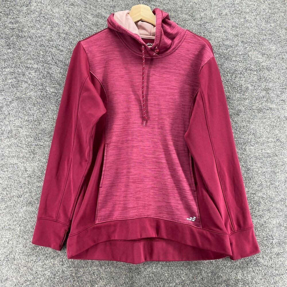 5/$45 BCG Hoodie Women L Large Pink Hooded Long Sleeve Pockets Fleece Pullover